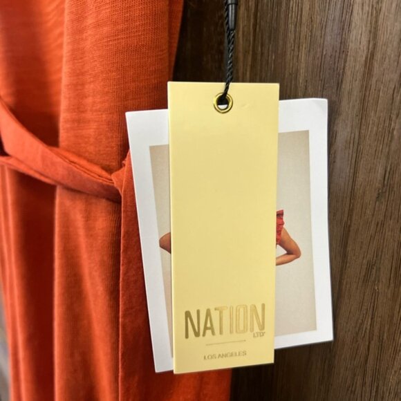 Nation LTD Everleigh Frilly Midi Dress in Cayenne Size Small NWT - Picture 8 of 11